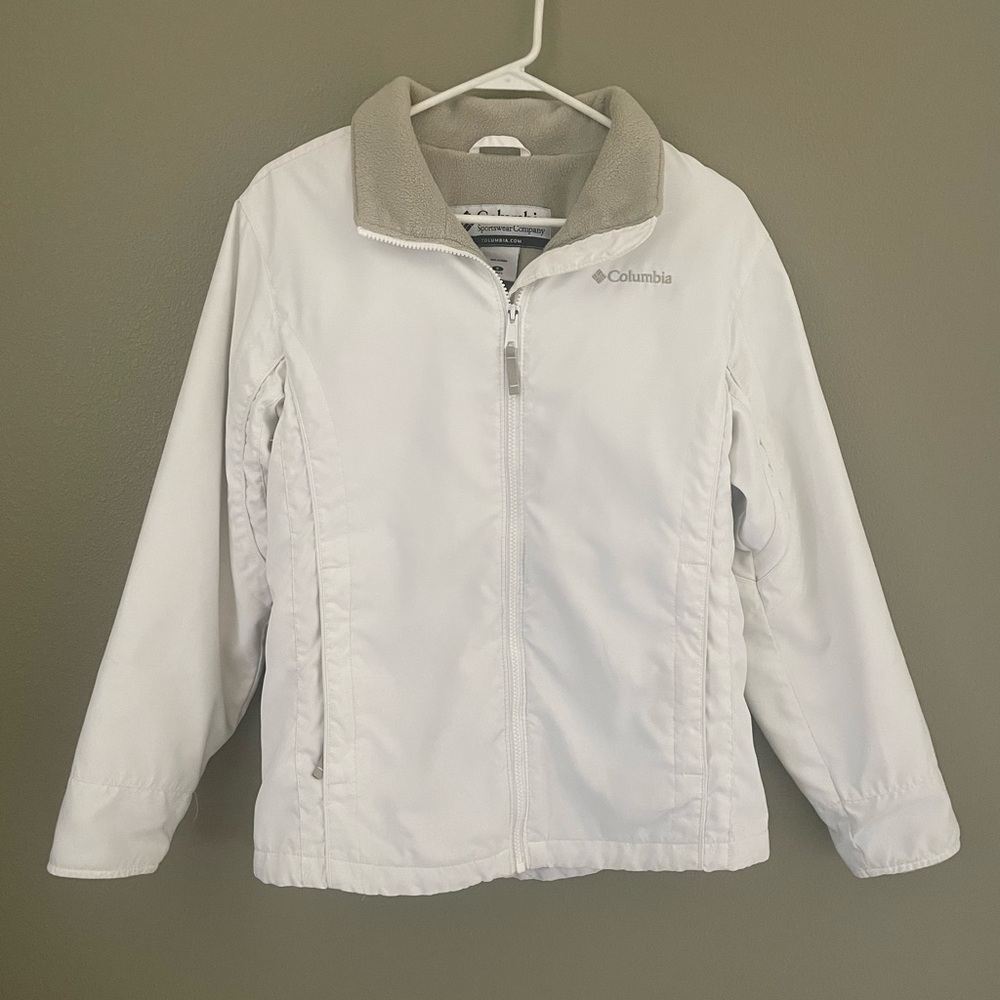 Columbia White Insulated Quilted Fleece Lined Full Zip Jacket Size S
